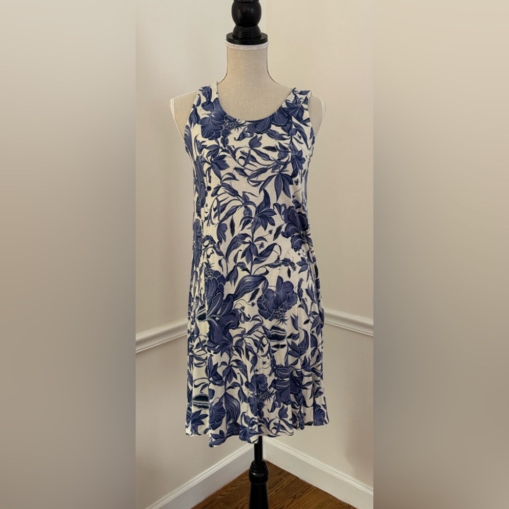 Philosophy Women's Sleeveless Lightweight Floral Majolica Blue & White Dress XS